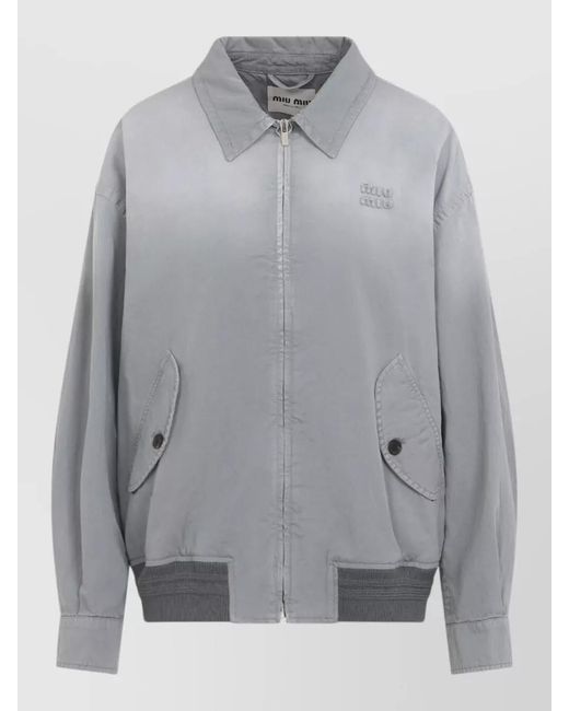 Miu Miu Gray Oversized Cotton Gabardine Workwear Coat