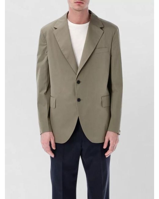 Prada Natural Poplin Blazer Regular Fit Notch Lapel for men