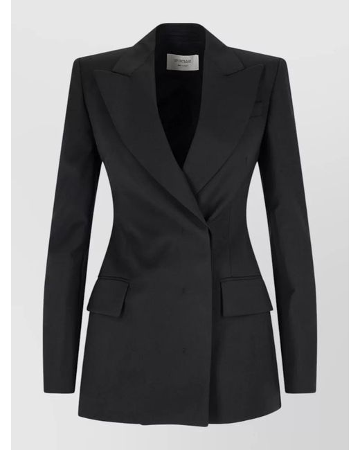 Sportmax Black Wool Double-Breasted Blazer