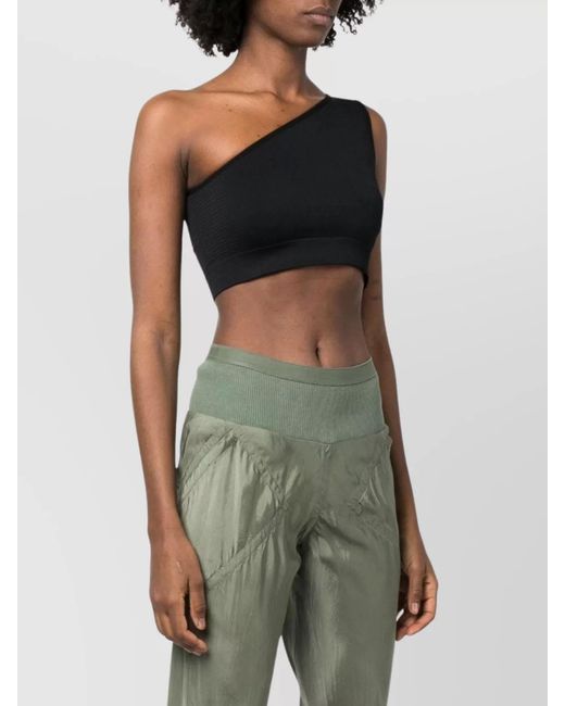 Rick Owens Black Knitted One-Shoulder Bandeau Top