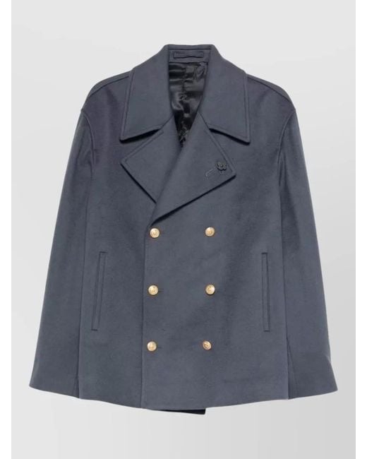 Lardini Blue Wool Double-Breasted Peacoat for men