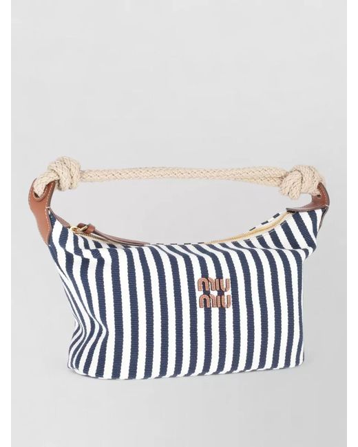 Miu Miu Multicolor Striped Shoulder Bag Rope Handle Design