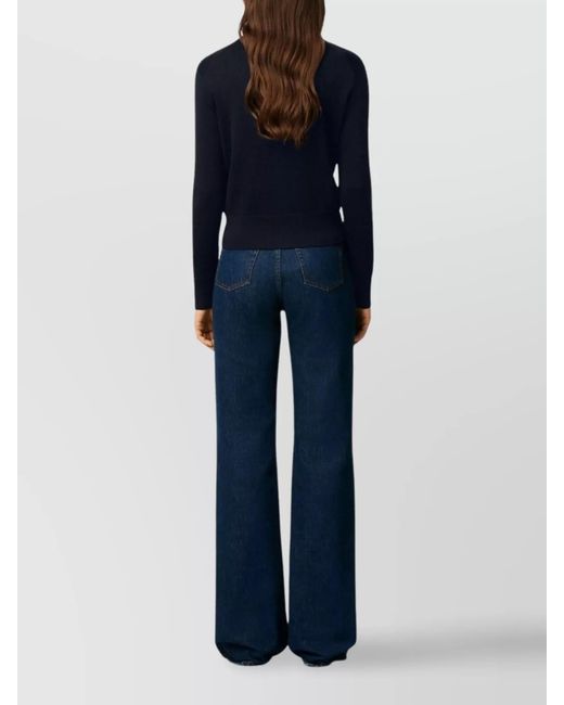 AMI Blue Wool Ribbed Cardigan