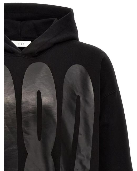 1989 STUDIO Black Cotton Logo Hoodie for men