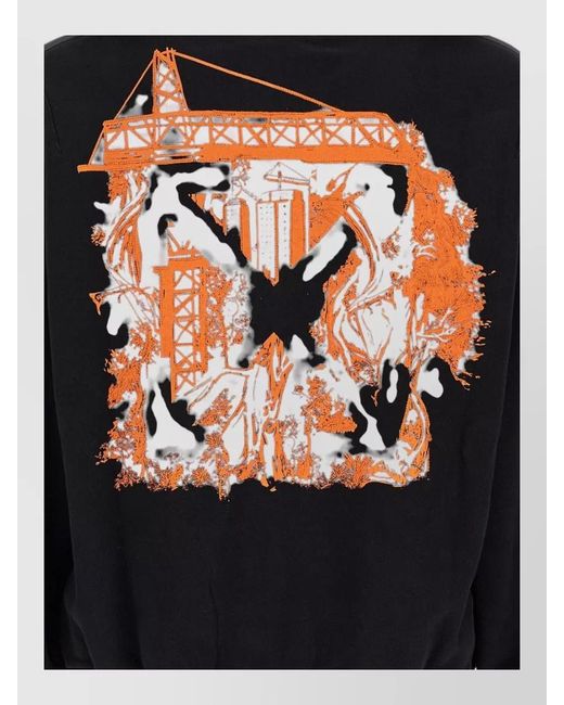Off-White c/o Virgil Abloh Black Urban Nature Graphic Hoodie Long Sleeve for men