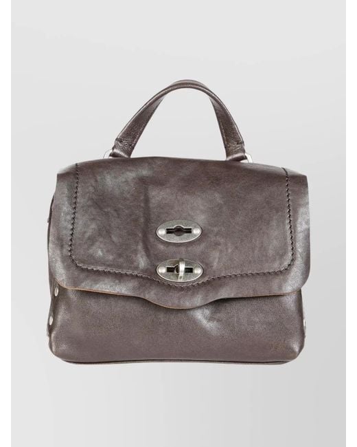Zanellato Gray Leather Shoulder Bag