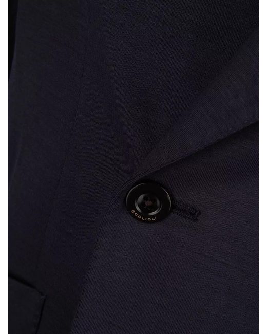 Boglioli Black Double Breasted Jacket Notch Lapel Buttons Pockets for men