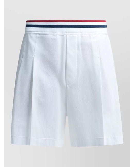 Brunello Cucinelli White Tailored Shorts Pleats Elastic Waist Back Pockets