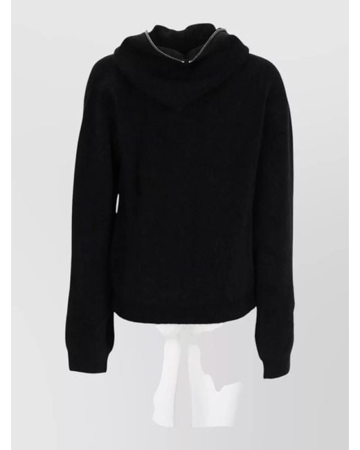 Rick Owens Black Hooded Knit Sweater Long Sleeves