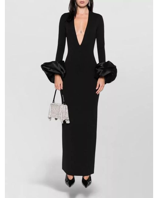 Solace London Black Valerie Maxi Dress Deep V Neckline