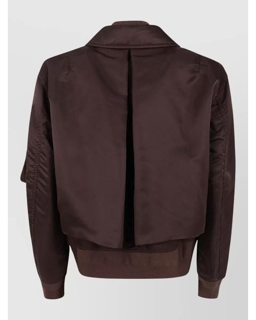 Sacai Brown Nylon Twill Cropped Collared Casual Jacket