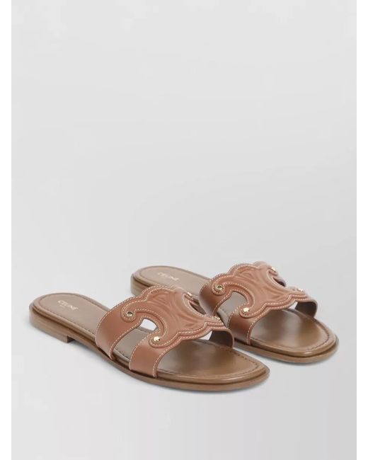 Céline Brown Marina Triomphe Leather Slide Mule Sandal