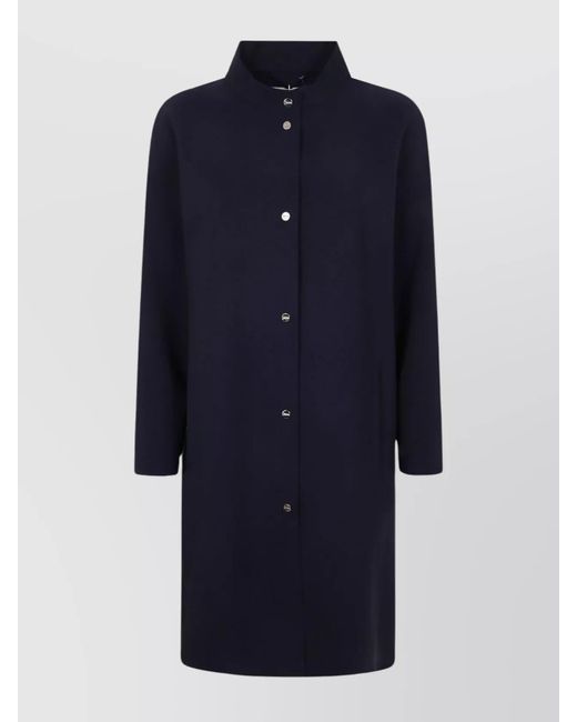 Herno Blue First Act High Collar Long Sleeves Coat