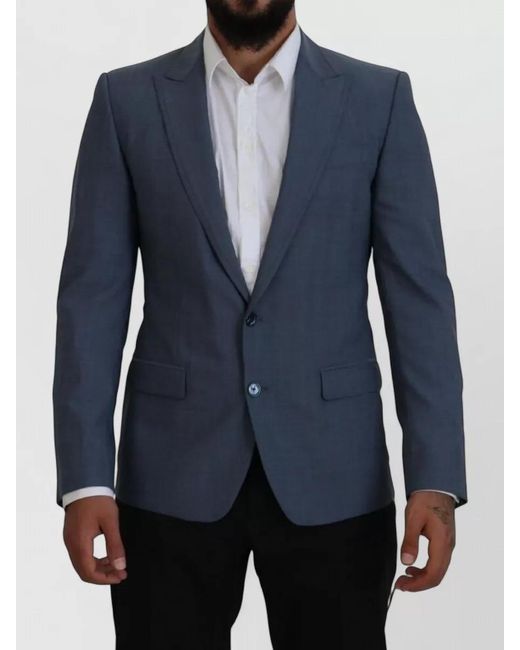 Dolce & Gabbana Blue Slim-Fit Wool Blazer for men