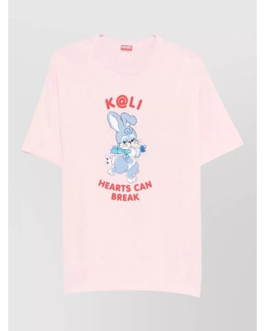 KENZO Pink Printed Cotton T-Shirt for men
