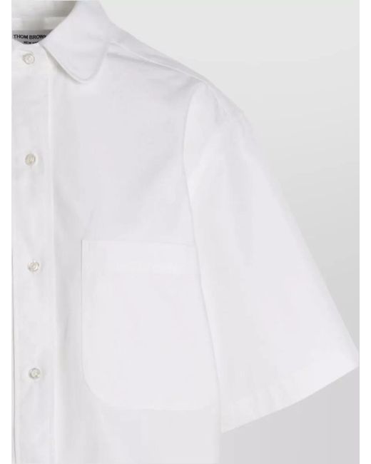 Thom Browne White Cotton Poplin Shirt Mini Dress