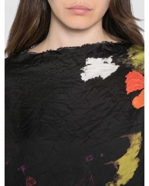 Daniela Gregis Black Silk Shirt Boat Neck Long Sleeves