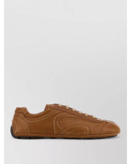 Prada Brown Nappa Leather Low-Top Sneakers for men