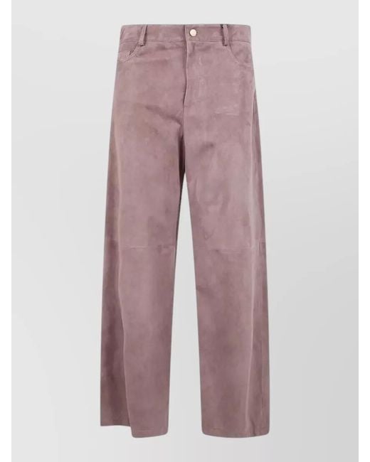 Max Mara Purple Suede Wide-Leg Trousers
