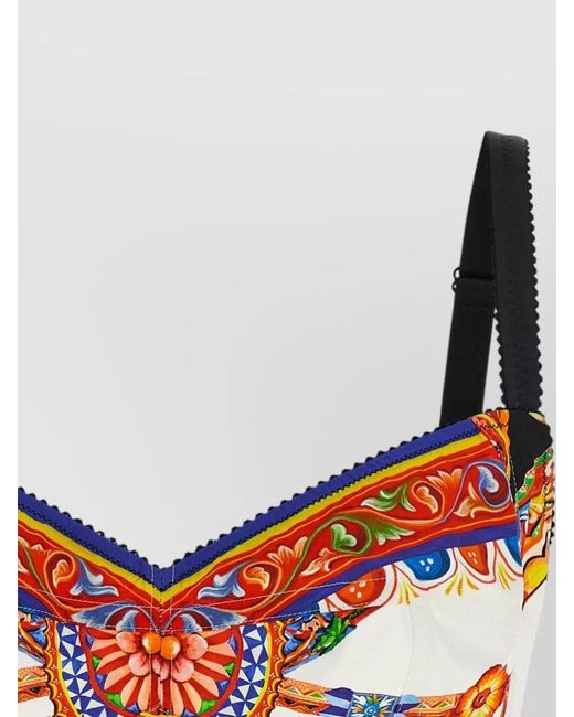 Dolce & Gabbana Multicolor Carretto Lace Crop Top Adjustable Straps