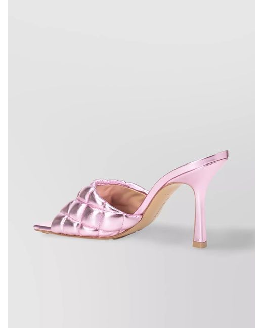 Bottega Veneta Pink Lamb Leather Quilted Sandals