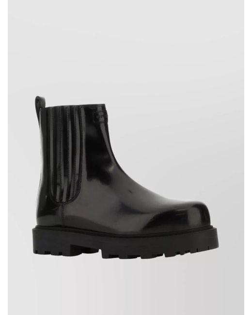 Givenchy Black Streamlined Leather Ankle Boots for men