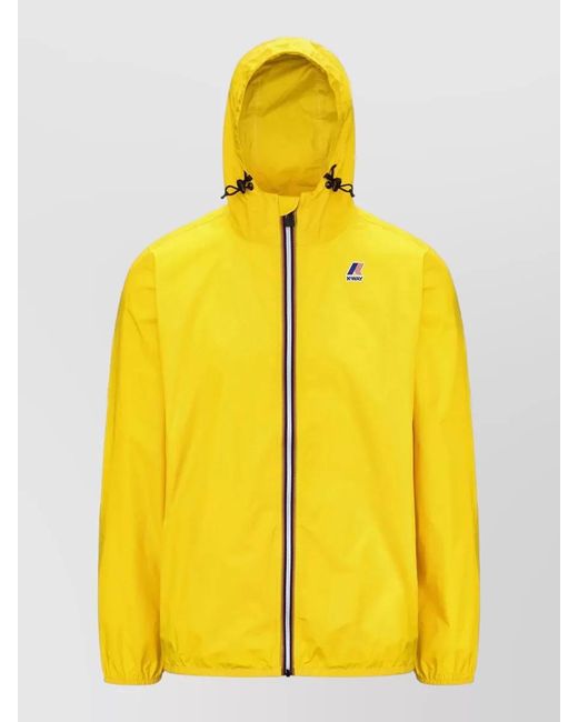 K-Way Yellow Claude Hood Jacket Elastic Cuffs Packable