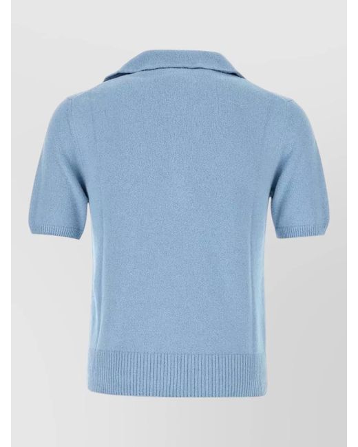 Dolce & Gabbana Blue Cotton Blend Polo Shirt Short Sleeves Ribbed for men