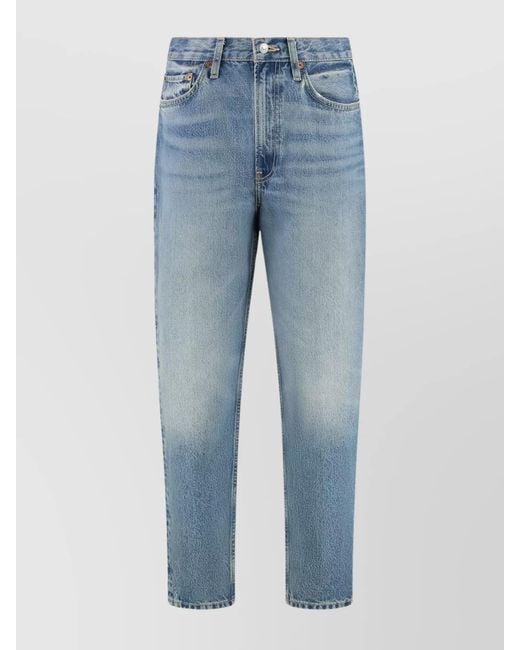 Re/done Blue High-Rise Straight-Leg Jeans