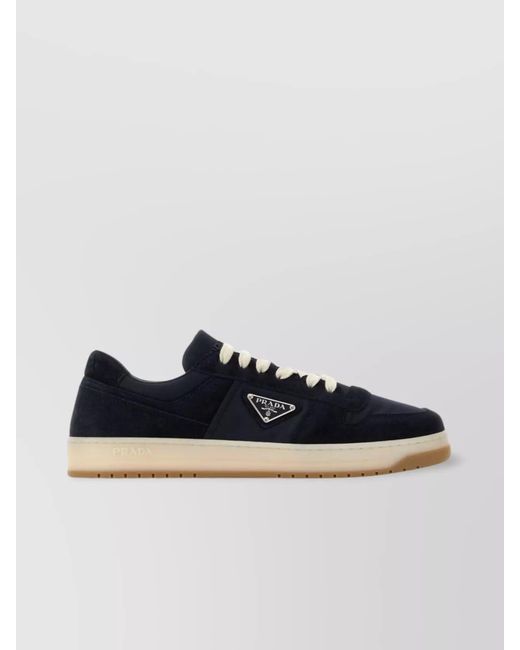 Prada Blue Leather Low Top Sneakers for men