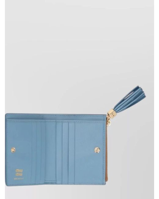 Miu Miu White Soft Calf Wallet Charm Tassel Detail