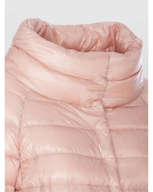 Herno Pink High Collar Padded Quilted Short Sleeve Jacket