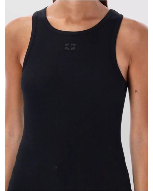 Ganni Blue Cotton Ribbed Tank Top