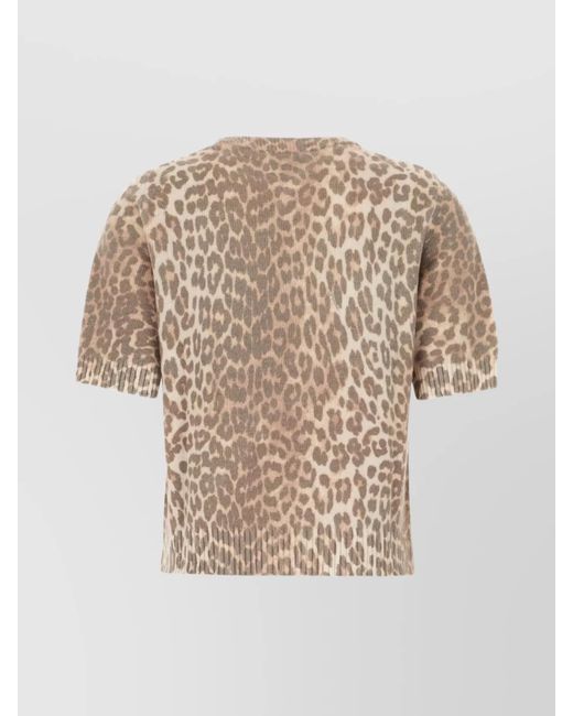 Ganni Natural Printed Wool Blend Jumper