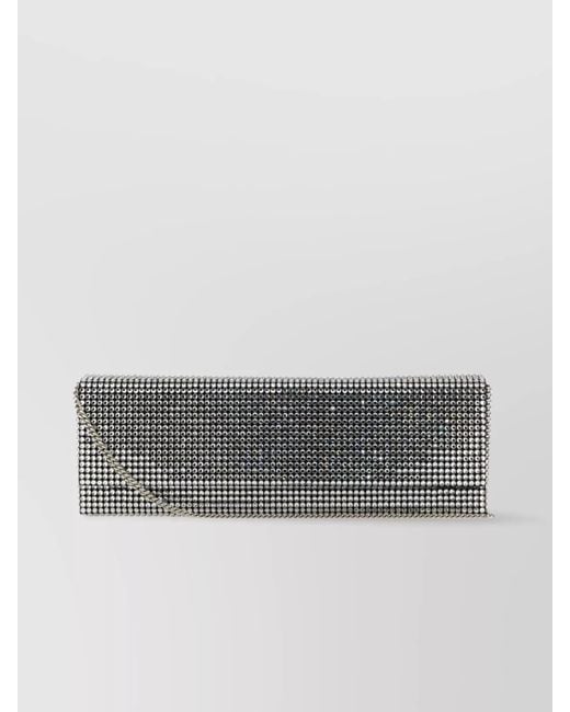AMINA MUADDI Gray Paloma Satin Embellished Clutch Bag