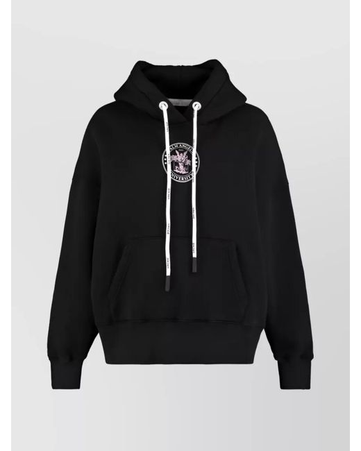 Palm Angels Black Cotton Logo Print Hoodie