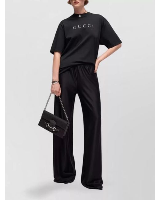 Gucci Black Cotton Glitter-Print Crewneck T-Shirt