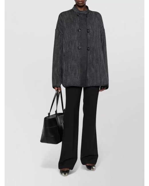 Emporio Armani Black Relaxed Fit Mid Length Herringbone Blazer