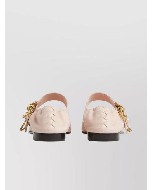Bottega Veneta White Leather Mary-Jane Ballerina Flats