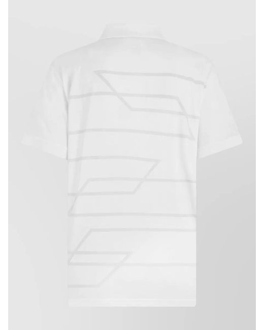 Boss White Cotton Zip Polo Shirt for men