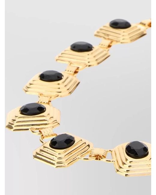 Alessandra Rich Metallic Metal Necklace Adjustable Length Geometric Design