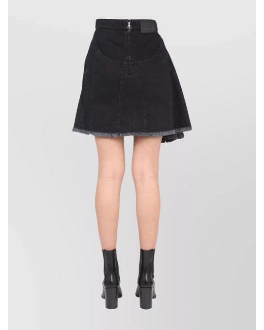McQueen Black Cotton Asymmetric Mini Skirt
