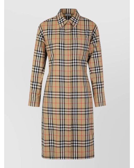 Burberry Multicolor Check Chiffon Dress Relaxed Fit Waist Tie