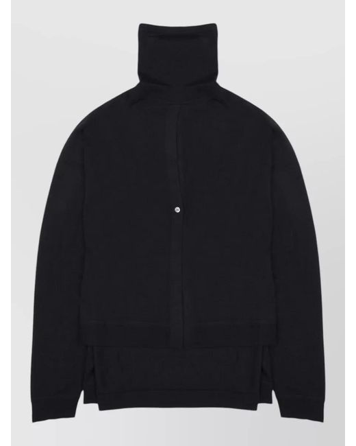 Department 5 Blue Yugo Knit Turtleneck Sweater Button Detail