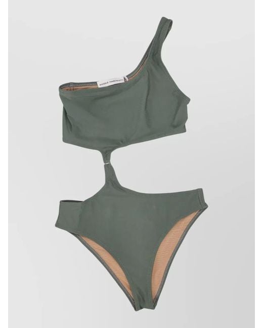 Niccolò Pasqualetti Gray Lycra Bikini Cut Out High Waist One Shoulder