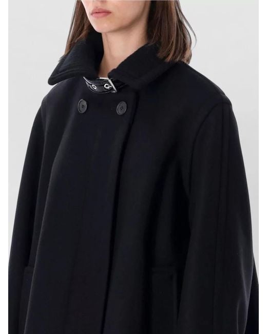 Lanvin Blue High Neck Short Wool Coat