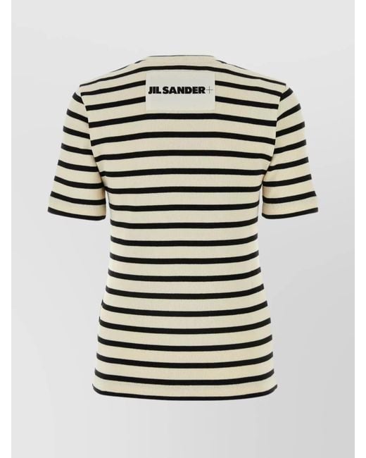 Jil Sander Natural Ribbed Striped Cotton Short-Sleeve T-Shirt