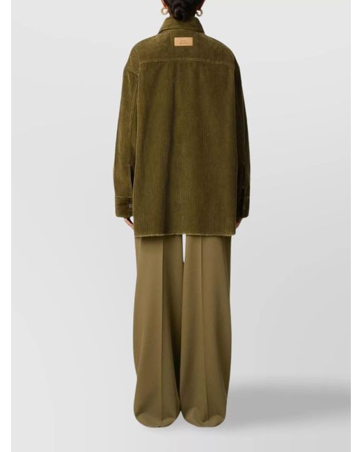 AMI Green Corduroy Overshirt for men