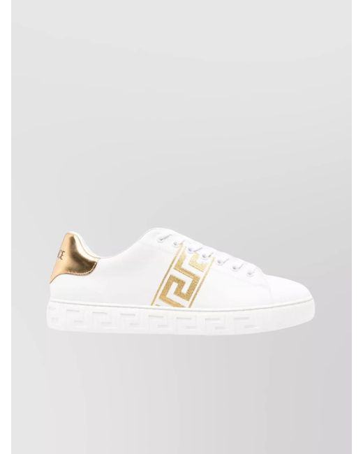 Versace White Leather Low-Top Sneakers for men