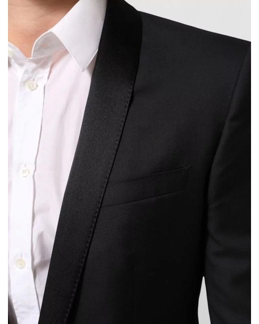 Dolce & Gabbana Black Silk Blend Single-Breasted Suit Jacket for men